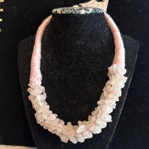 Pink Quartz Beaded Thread Necklace